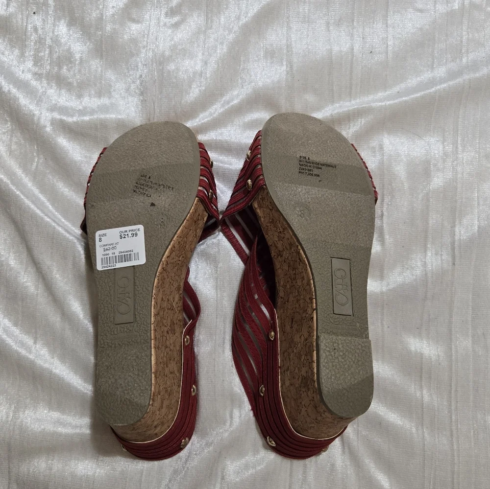 Women's Burgundy Wedge Slide Sandals By CATO size 8 NWT - Picture 7 of 7
